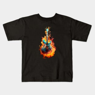 Electric Guitar on Fire Kids T-Shirt